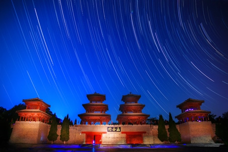星空-函谷关-室外-古建筑-古楼 图片素材