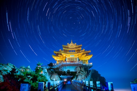 星空-老君山-室外-古建筑-楼阁 图片素材