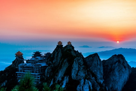 旅行-风景-风景-古建筑-朝霞 图片素材