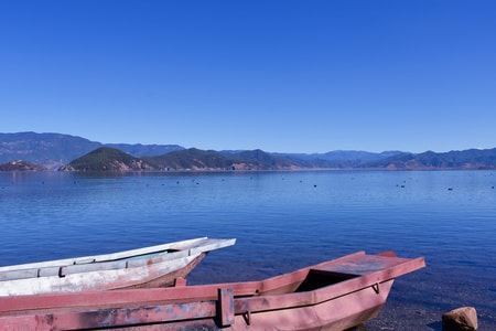 摄影-泸沽湖-猪槽船-风景-湖 图片素材