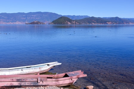 摄影-泸沽湖-猪槽船-风景-湖 图片素材