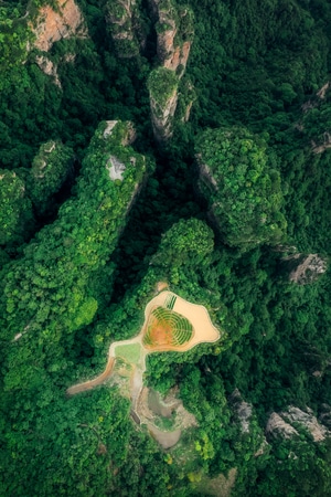 张家界市-航拍￼-空中田园￼￼-风光-风景 图片素材