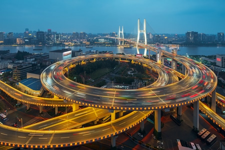 南浦大桥-风光-建筑-上海￼-后期 图片素材