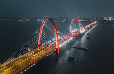 杭州市-江大桥￼之-航拍-风光-后期 图片素材
