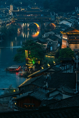 夜景-凤凰古城-凤凰古城-古城-古建筑 图片素材