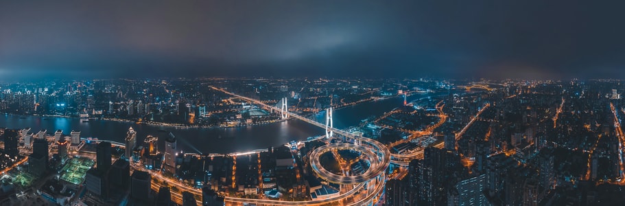 南浦大桥-户外-夜景-航拍-城市 图片素材