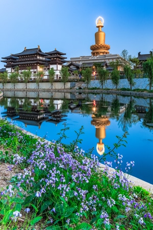 夜景-色彩-文化园-建筑-倒影 图片素材