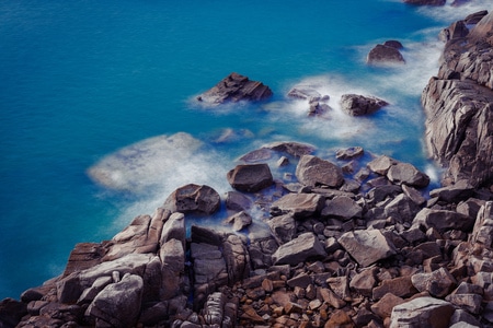 海滩-岩石-滤镜-慢门-青岛 图片素材
