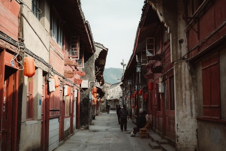 宁波-光影-韩岭-房屋-道路 图片素材