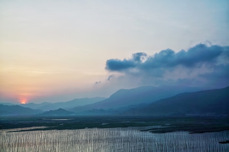 风光-福建-霞浦-滩涂-竹竿 图片素材
