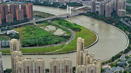 航拍风光-旅行、风光、人文-河流-城市-城市风光 图片素材