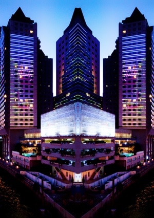 蜜蜂像素首发-效果-夜景-高楼-大厦 图片素材
