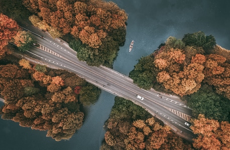秋色-旅行-风景-公路-湖 图片素材