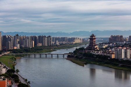 见证绵阳城市发展变迁-风光-城市-城市风光-江 图片素材