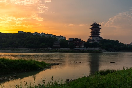 风光-见证绵阳城市发展变迁-河-河流-风景 图片素材
