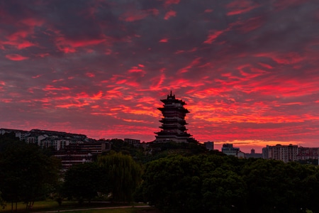 城市风光-见证绵阳城市发展变迁-霞光-朝霞-风景 图片素材
