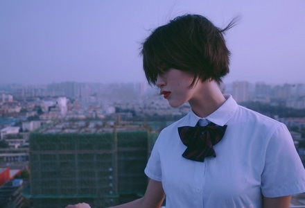 人像-天台-jk制服-情绪-理光gr2 图片素材