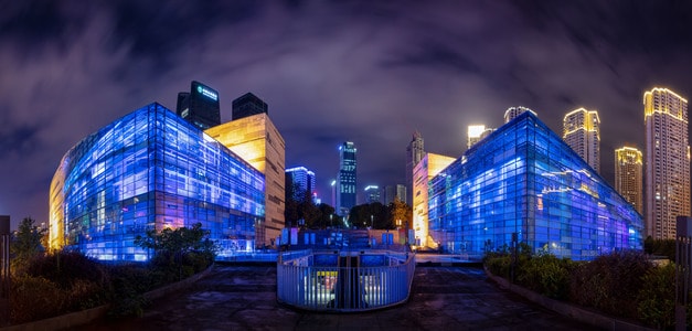 科技馆-科技-夜景-城市-城市风光 图片素材