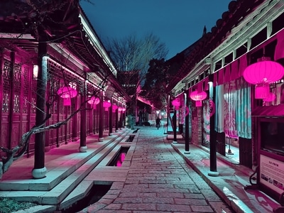 我的2019-手机摄影-夜景-台儿庄-房屋 图片素材