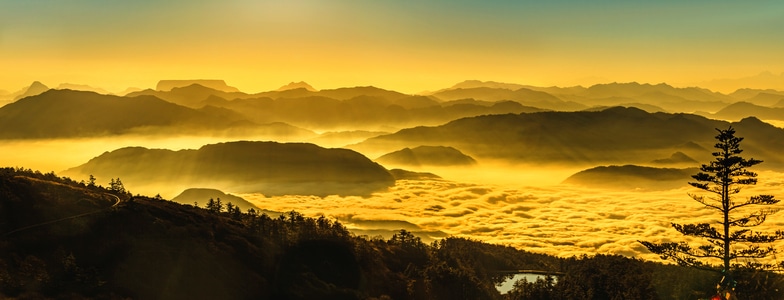 旅行、风光、云海、峨眉山、日落-日出-日落-峨眉山-云海 图片素材