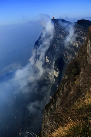 旅行、风光、峨眉、万佛顶-山峰-瀑布-火山-风景 图片素材