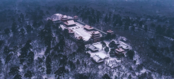 雪景-清福陵-沈阳-阴暗-阴沉 图片素材