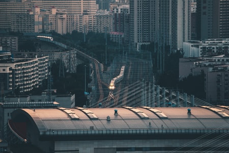火烧云-夕阳-动车-沈阳北站-高铁 图片素材
