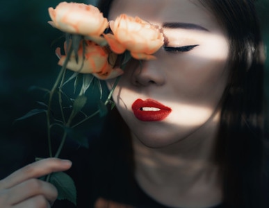 唇-花-人像-女人-女性 图片素材