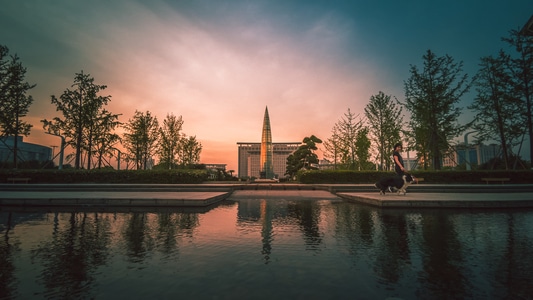 城市建筑-夕阳-温州-晚霞-日常 图片素材