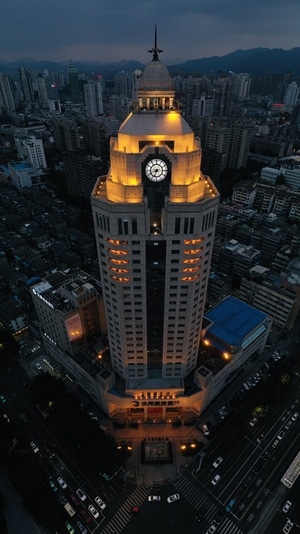 温州市-城市建筑-我要上封面-航拍-夜色 图片素材