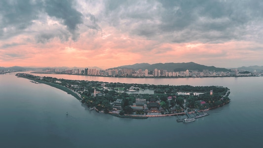 温州市-江心屿-全景-航拍-城市 图片素材