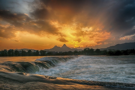 夕阳-美景-河道-桂林-山水 图片素材