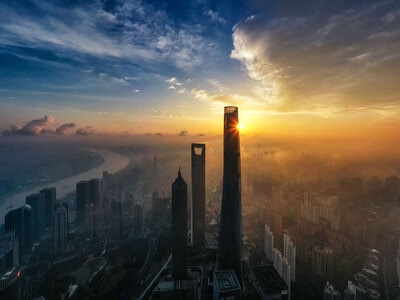 三件套-浦东-日出-上海中心-环球金融中心 图片素材