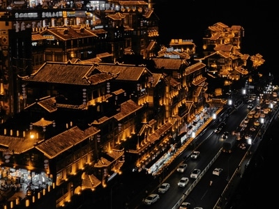 重庆-洪崖洞-建筑-夜景-摄影 图片素材