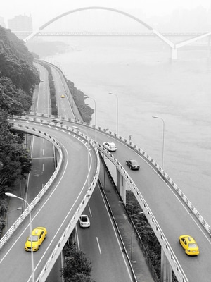 重庆-街拍-小黄车-出租车-旅行 图片素材
