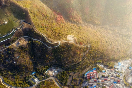航拍-红叶-定都阁-北京-秋 图片素材