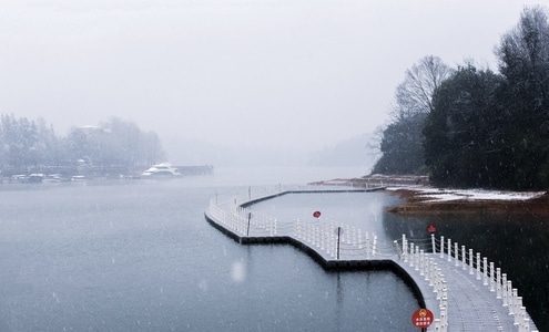 风光摄影-湖中小景-风光-风景-下雪 图片素材