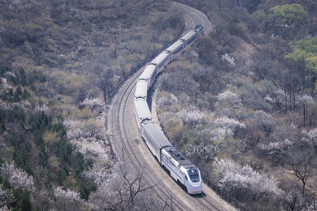 居庸关长城-花海-和谐号-北京-风光 图片素材