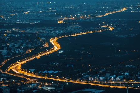 北京夜景-西山鬼笑石-城市轮廓-城市天际线-华灯初上 图片素材
