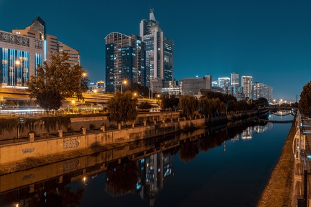 北京夜景-东三环-国贸商圈-道路-夜景 图片素材