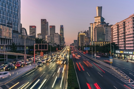 北京夜景-东三环-国贸商圈-道路-夜景 图片素材