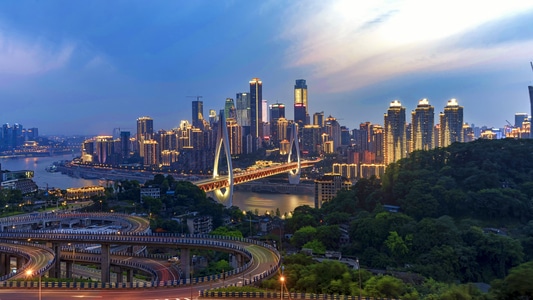 重庆-夜景-超现实主义-魔幻现实主义-渝中半岛 图片素材