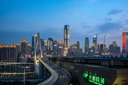 重庆-渝中半岛-天际线-蓝调-夜景 图片素材
