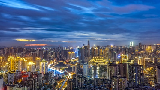重庆-蓝调-渝中半岛-魔幻现实主义-超现实主义 图片素材