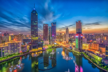 武汉-金融区-西北湖-建筑-夜景 图片素材