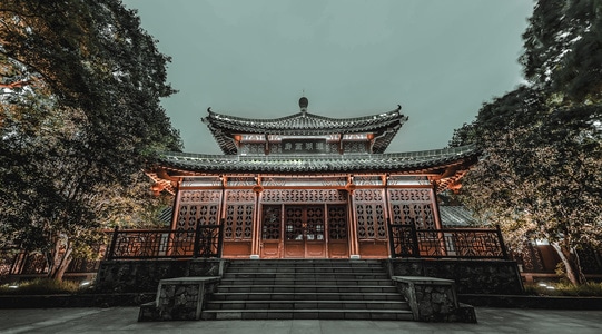 对称美-古建筑-绿道-东湖-风光 图片素材