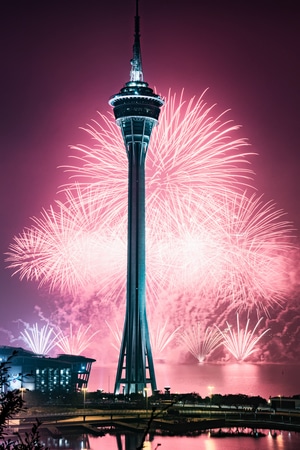 澳门-城市-建筑-夜景-烟花 图片素材