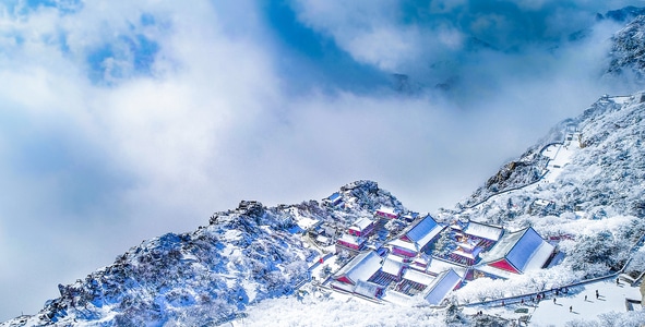 旅游-名胜古迹-山-雪景-雪域泰山 图片素材