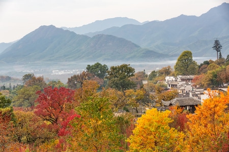 风光-旅拍-日出-晨雾-古建筑 图片素材