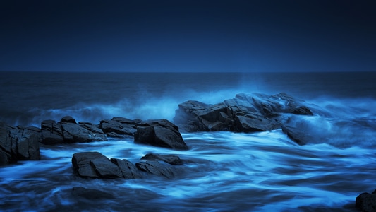 我的2019-海浪-光线-蓝色-大海 图片素材
